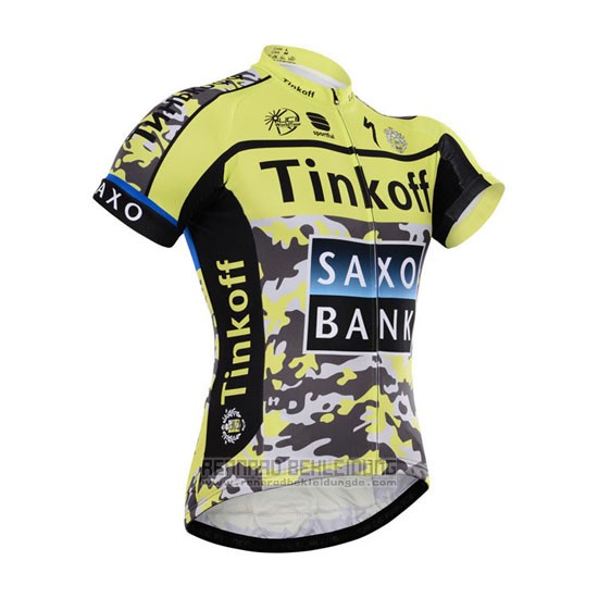 2015 Fahrradbekleidung Tinkoff Saxo Bank Shwarz und Gelb Trikot Kurzarm und Tragerhose - zum Schließen ins Bild klicken